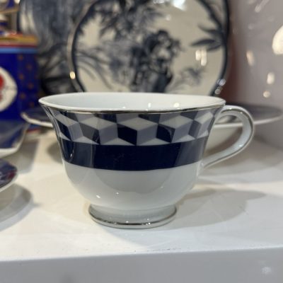 Set 2 tazze da the stile vintage blue e bianco Baci Milano