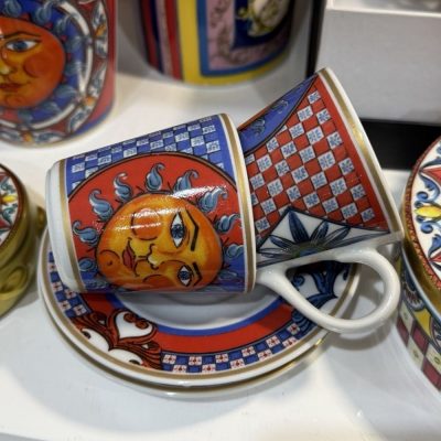 Set 2 tazze da caffè con luna con piattini Baci Milano