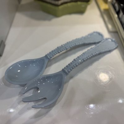 Set accessori per insalata in policarbonato Cucchiaio e forchetta celesti