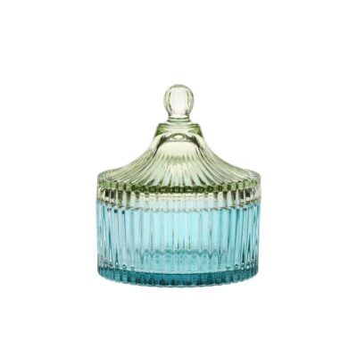 Contenitore in vetro grande, blu e verde