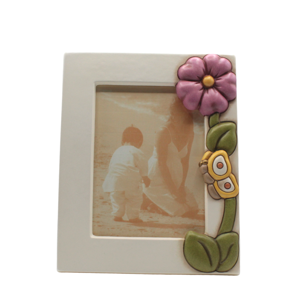 Porta Strofinacci con 2 ganci e fiore di calendula in ceramica Florianne