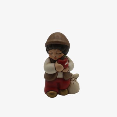 Bimbo con mela rosso Presepe classico rosso