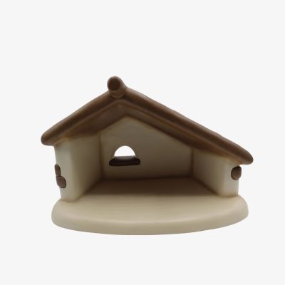 Capanna in ceramica con gancio per addobbi presepe classico